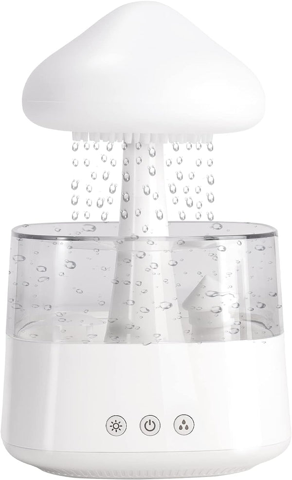 MIFXIN 2023 New Night Light Cloud Rain Humidifier with 7 Colors LED Lights Micro Aromatherapy Essential Oil Diffusers Desk Fountain Bedside Sleeping Relaxing Mood Water Drop Sound Gifts (White)