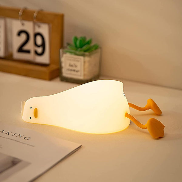 LED Lying Flat Duck Night Light, 3 Level Dimmable Nursery Nightlight,Cute Lamps Silicone Squishy Light Up Duck,Rechargeable Bedside Touch Lamp for Breastfeeding Toddler Baby Kids Room Decor gift