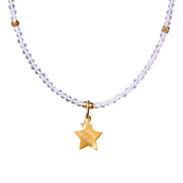 925 silver white crystal beaded letter engraved star necklace Christmas gift