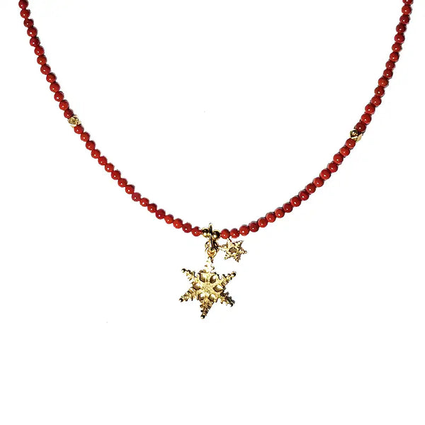 925 Silver Agate Snowflake Beaded Necklace Christmas Atmosphere