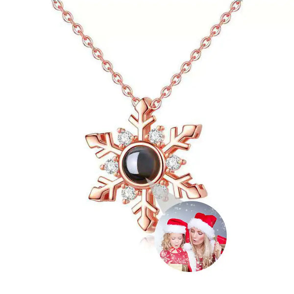 Personalized Snowflake Diamond Pendant Projection Necklace